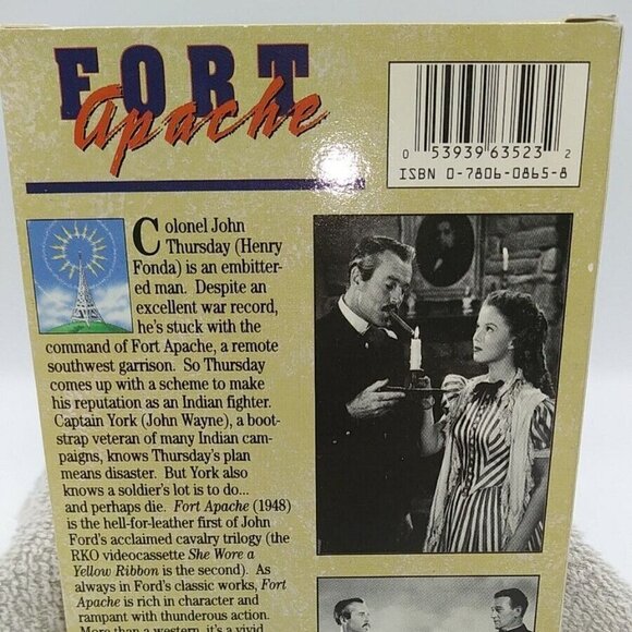 Fort Apache 1948 VHS John Wayne Henry Fonda Shirley Temple Colorized RKO 1992 - Picture 4 of 13